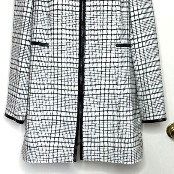 WHBM BLACK & WHITE PLAID ZIP FRONT JACKET COAT SIZE LARGE CAREER BUSINESS - Picture 6 of 12